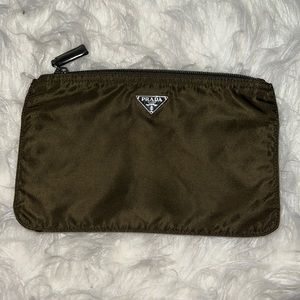 Prada Army Green Zip Pouch